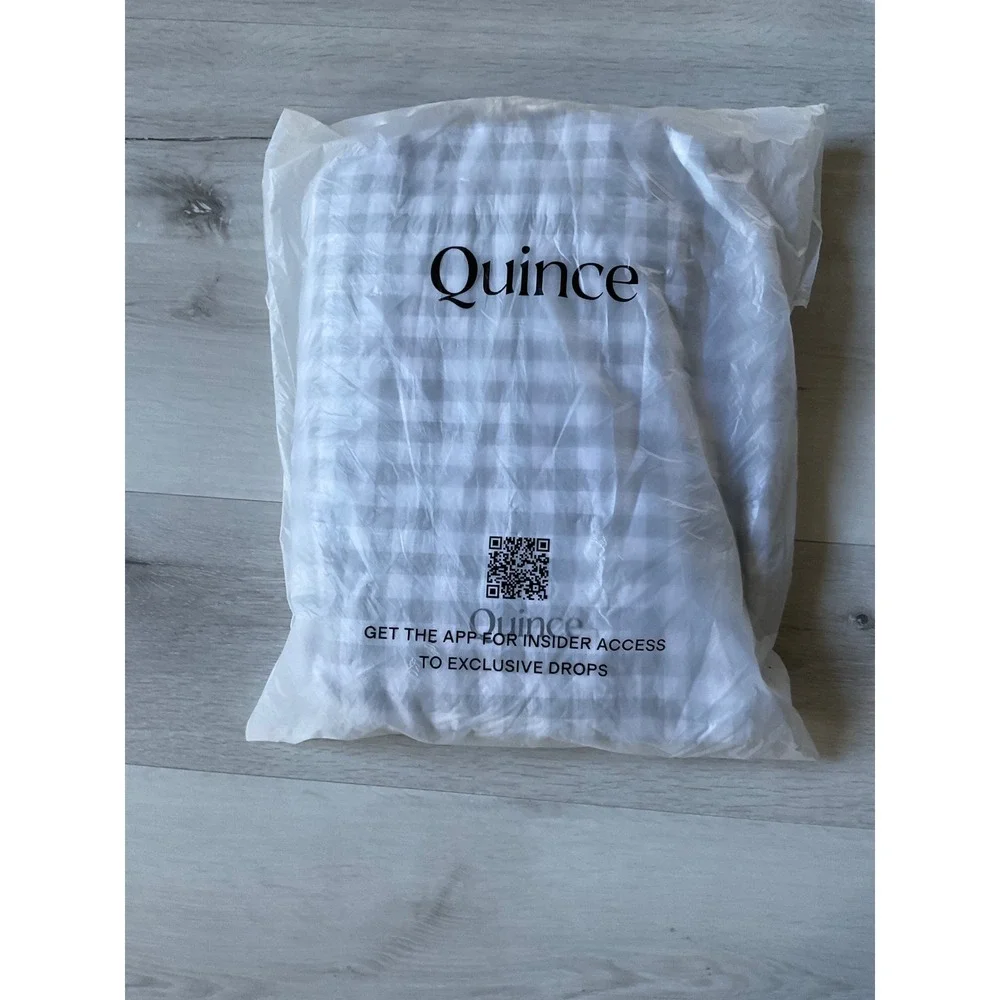 Quince European‎ Linen Gingham Duvet Cover Blue Fog Twin New With Tags